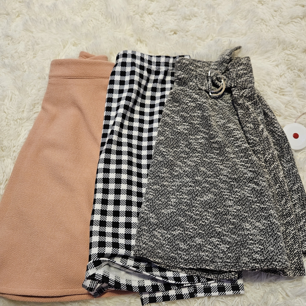 SHEIN Mini Skirt Trio - Pink, Black & White, Gray